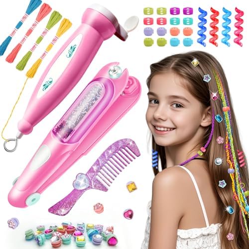 DIY Hair Salon Toys for Girls, Hair Gem Stamper Kit And Hair Rope Braider, Bling Hair Jewels Styling Tool with Glitter Diamonds Comb Beads Accessories Christmas Birthday Gifts for Girl 4 5 6 7 8-12 by ADXVR