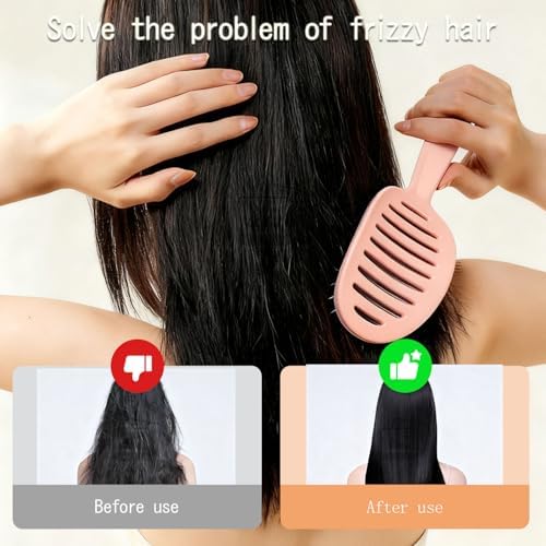 Self Cleaning Hair Brush Plastic Easy Clean Detangling Brush（Pink） - Image 5