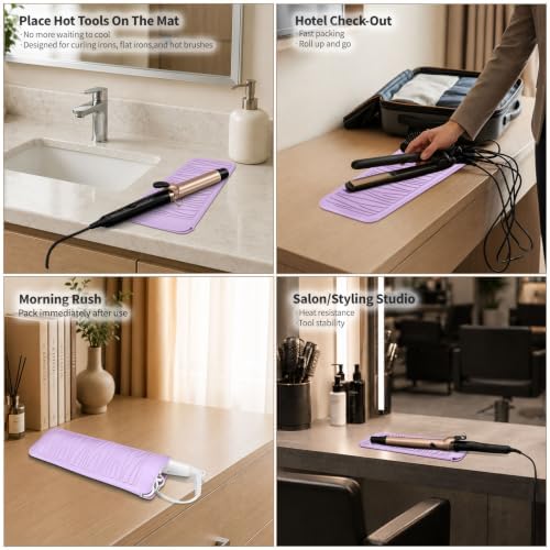 Silicone Heat Resistant Travel Mat for Hair Iron (1 Pack, Pink Mauve, 11 x 5.3 inches) - Image 6