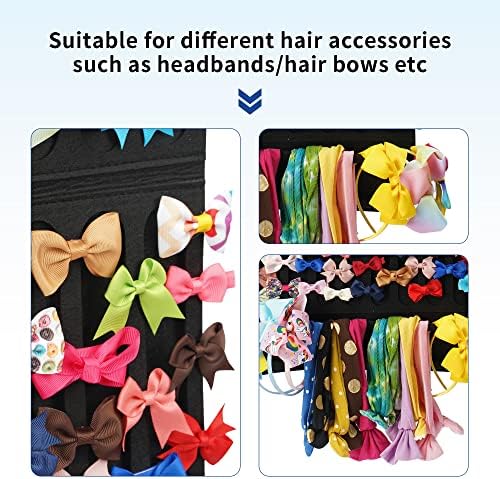 Hair Bow Holder Organizer for Girls, Hanging Bow Storage (Black) - Image 3