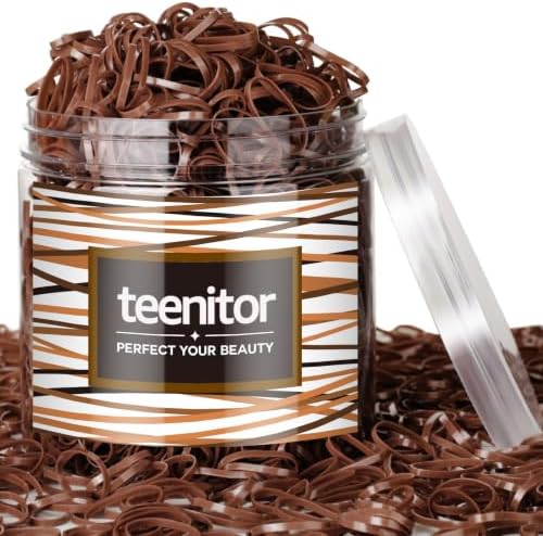 Teenitor Elastic Hair Bands, Small Hair Ties, 2000pcs, Light Brown by PERFECTYOURBEAUTY