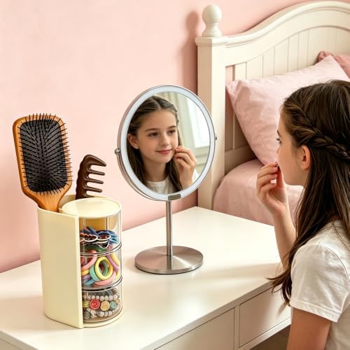 Hair Accessories Hair Ties Organizer with Hair Brush Holder - Cream - Image 2