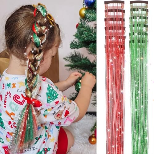 Hair Tinsel Clip in 12 Pcs Fairy Glitter Tinsel Hair Extensions for Kids by LEDIZE