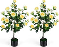 Goplus 35.5’’ Artificial Camellia Tree, Flower Plants Artificial Tree by Goplus