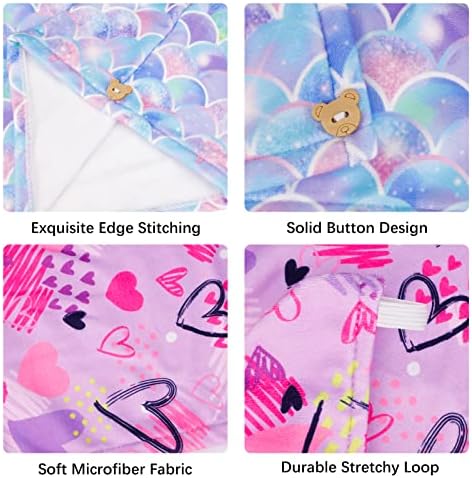 RETON 4 Pack Microfiber Hair Drying Towel, Hair Towel Wrap for Kids Girls Women, Super Absorbent Hair Turbans for Wet Hair, Fast Drying Hair Wrap with Buttons for Curly Long Thick Hair - Image 3