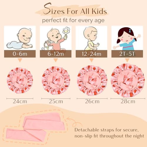 YANIBEST 2 Pcs Baby Satin Bonnet for Sleeping, Toddler, Kids - Image 4