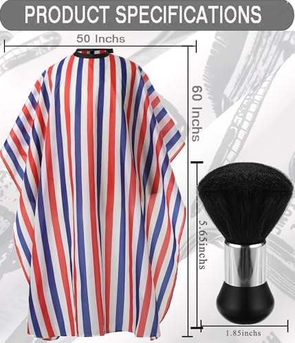 Professional Hair Cutting Cape with Neck Duster Brush, Salon Barber Cape, Hairdressing Accessories (Multicolor Stripe) - Image 2