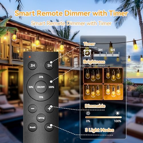 Outdoor String Lights Patio LED - Light Outside Waterproof S14 Porch Lighting Edison Plastic Bulb Pergola Hanging Balcony Connectable Backyard Yard Gazebo Party Garden Bistro 30M 100FT - Image 3