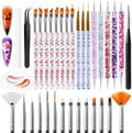 Artdone 34pcs Nail Art Brushes, Nail Art Tool Set, Dotting Tools by Artdone