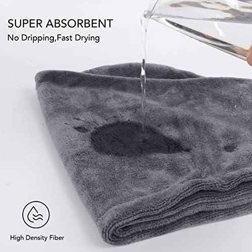 SINLAND Hair Drying Cap Hair Towel for Women 3 Pack Grey - Image 3