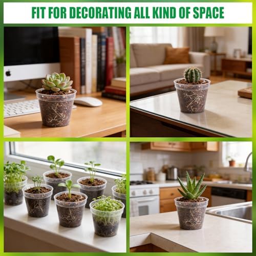 BTPLASTIK 200 Pack 2.5 Inch Clear Nursery Pots with Drainage Hole, Transparent Seed Starter Pots, Sturdy Plastic Plant Pot for Planting Seedlings Vegetables Herbs, Gardening Gifts - Image 6