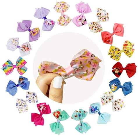 Disney 100th Anniversary Special Hair Accessory for Girls|18pc Disney Hair Bow Clips Featuring Favorite Characters with a String Bag Bow Holder with hanger. For all occasions & ages 3+ - Image 3