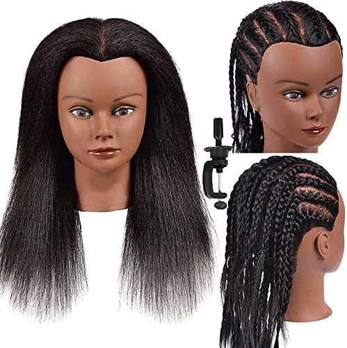 MORRIS 16 Inch Human Hair Mannequin Head, Long Straight, with Clamp by MORRIS