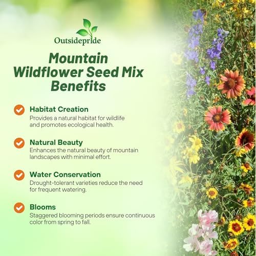 Outsidepride Mountain Wild Flower Seed Mix - 1/4 lb Premium Blend of Annual & Perennial Wildflower Seeds for High-Elevation, USDA Zones 3-8, Ideal for Mountain Gardens, Low-Maintenance & Easy to Grow - Image 4