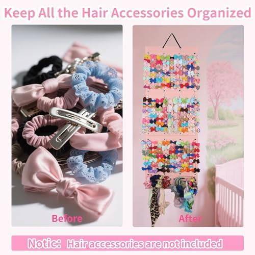 PACMAXI Baby Girl Hair Bows Holder, Hair Clips Storage Hanger For Ribbons - Image 6