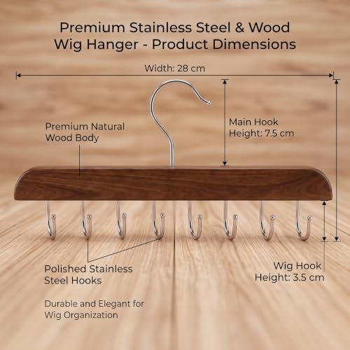 Hair Extension Holder for Hair Storing, Washing, Drying, Coloring, Styling, Foldable Hair Extension Hanger, Braiding Hair Rack, Rotating Multi-Purpose Hooks Hanger (1Pack Walnut Color) - Image 3