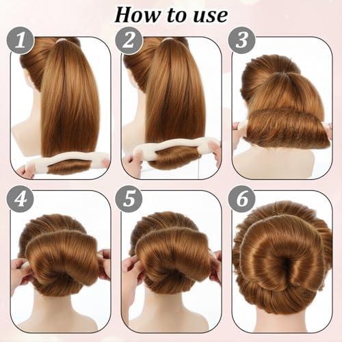 9 Pcs Hair Bun Maker Sponge Hair Buns Shaper Magic Snap Roll Sponge Curler Clips Foam Sponges Buns Hairs Styling Accessories Easy Bun Twister for Ballet French Twist Curly (White-8pcs) - Image 6