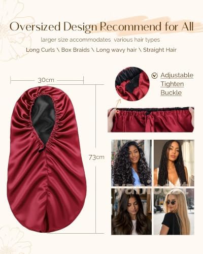 YANIBEST Adjustable Satin Sleep Bonnet, Double Layer Extra Long Hair Bonnet - Image 4