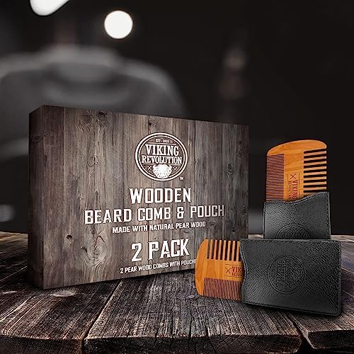 Viking Revolution Wooden Beard Comb & Case - Pocket Comb, 2 Pack - Image 4