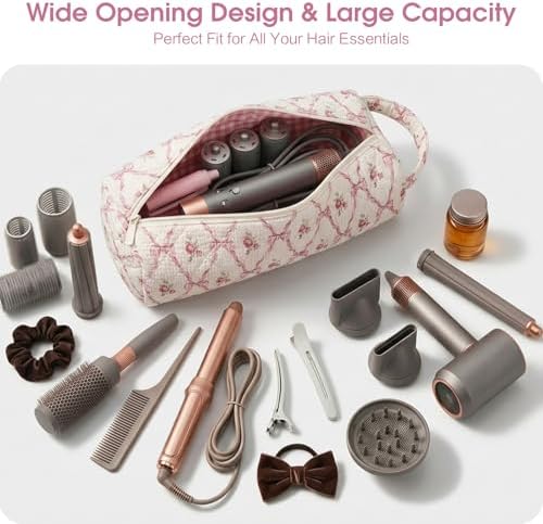 Bow Floral Hair Tools Bag Compatible with Dyson Airwrap Shark FlexStyle - Image 6