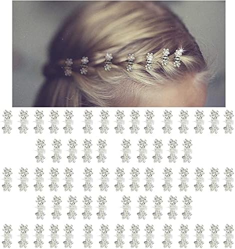 Mini Glitter Teeth Rhinestone Flower Hair Accessories - No-Slip Grip Metal Jaw Clamps in Mix Colors for Girls Women (Silver-White Crystal) by ANBALA