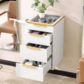 OmySalon Salon Station, Wall Mount Salon Stations for Hair Stylist, Barber Cabinet with Glass Top, Drawers & Dryer Holder, Storage Furniture for Barbershop, Beauty SPA, White by OmySalon