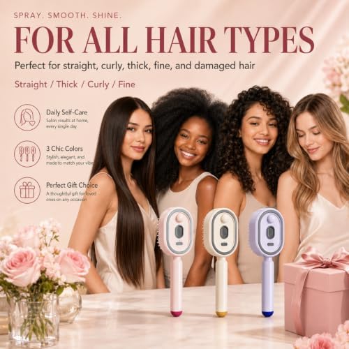 Electric Spray Air Cushion Massage Comb,Self-Cleaning Detangler Brush 5-in1 - Image 6