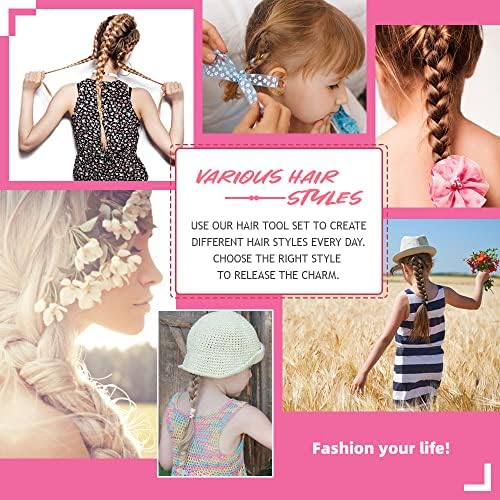 TsMADDTs Hair Styling Tool Set - 3 Pcs French Braid Tool, Rat Tail Comb, and Metal Braiding Pin in Pink - Image 6
