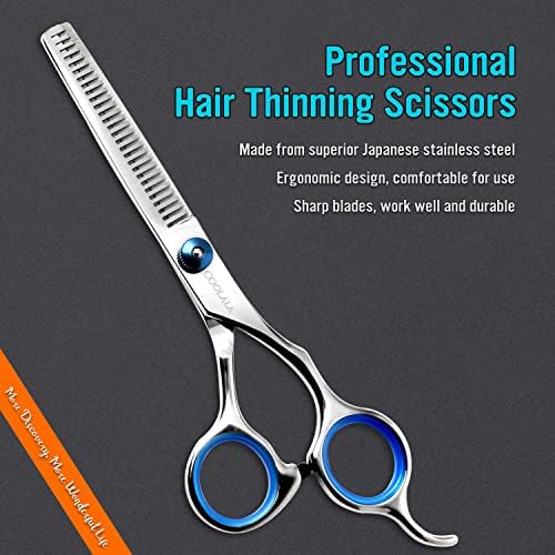 COOLALA Stainless Steel Hair Cutting Scissors Thinning Shears 6.5 Inch Professional Salon Barber Haircut Scissors Family Use for Man Woman Adults Kids - Image 2