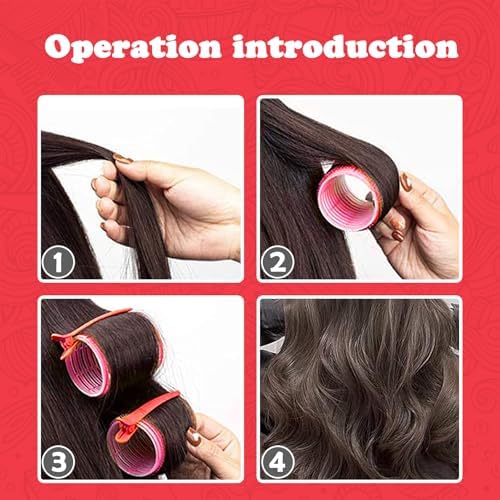 Sungenol Hair Rollers 24 Pcs Self-Grip Heatless Curlers Set for Volume - 12 Extra Large & 12 Large with Clips, Comb and Makeup Bag for Long Hair Salon Blowout (24, Red) - Image 6