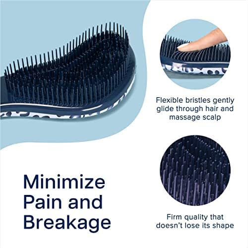 Crave Naturals Glide Thru Detangling Hair Brush for Adults and Kids - Detangler Hairbrush for Curly or Straight, Wet or Dry Hair - Gentle on Tangles Comb - Navy Blue and Blue Cheetah (Pack of 2) - Image 3