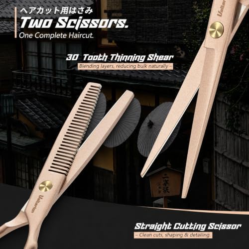 Hair Cutting Scissors Set,6.5" Hair Cutting Shears-Rose Gold - Image 3