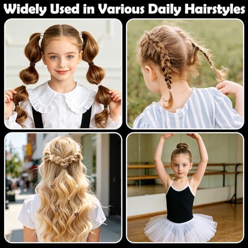 Black Hair Accessories for Girls, 1705 Pcs Elastic Hair Bands Hair Ties with Hair Clips Hair Tail Tools, Girls Hair Accessories for Toddler Girl Women - Image 6
