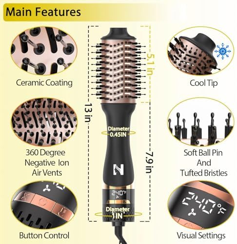 Nicebay Hair Dryer Brush with Display Screen, Anti-Frizz Styler Volumizer - Image 5