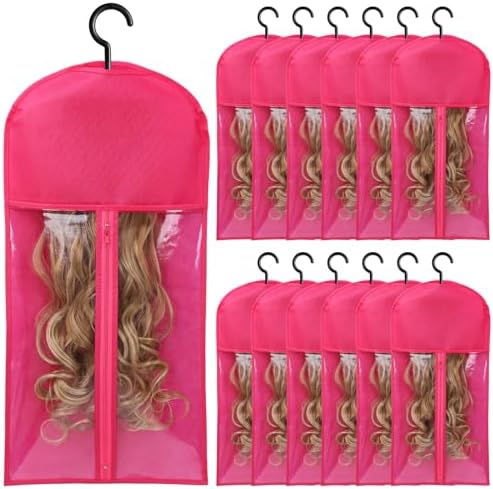 12PCS Wig Holder Storage Bags with Hanger - Hair Extension Organizer for Multiple Wigs & Accessories by AIHOPESTO