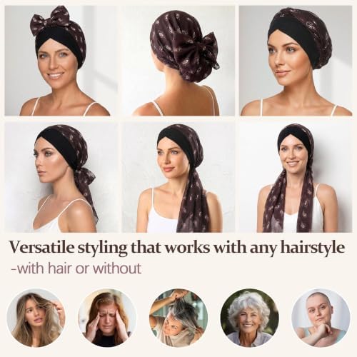 Ababalaya Satin Lined Head Wrap Chemo Headwear for Women - Image 6