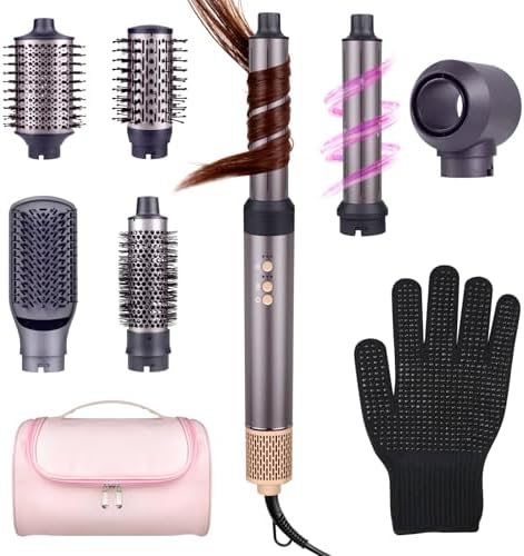 7 in 1 Hot Air Styler 110,000 RPM High Speed Blow Dryer for Women Fast Drying Curling, Volumizing & Straightening Includes Travel Case by Warmwink