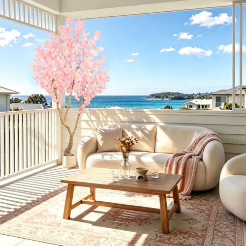 Pink Artificial Cherry Blossom Tree 7FT with Sturdy White Planter - Image 6