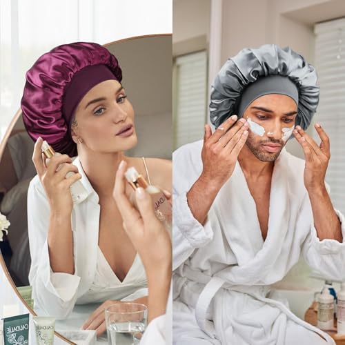 Satin Silk Bonnet for Hair, Double Layer Sleep Cap for Men & Women - Image 6