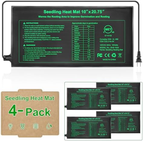 GOLOPET Seedling Heat Mat 4-Pack Dual Certified by MET and UL Plant Heating Mat Pad with Power Failure Protection Thermostatic Waterproof Suitable for Seedlings by Afullrangeofservicesforyourpet
