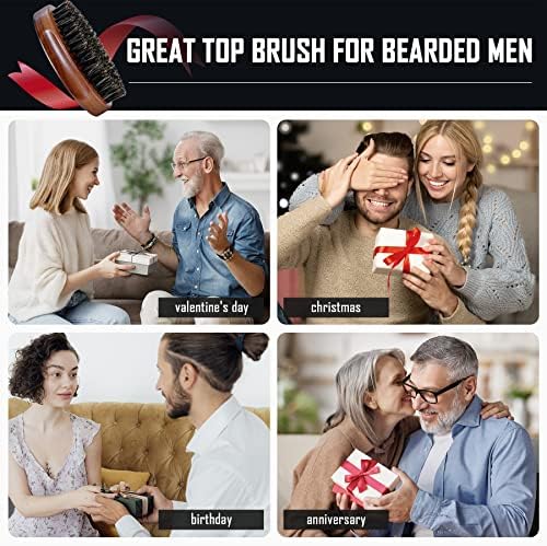 BFWood Boar Bristle Beard Brush - Black Wood Walnut Military Style, Men's Wooden Mustache Brush - Image 5