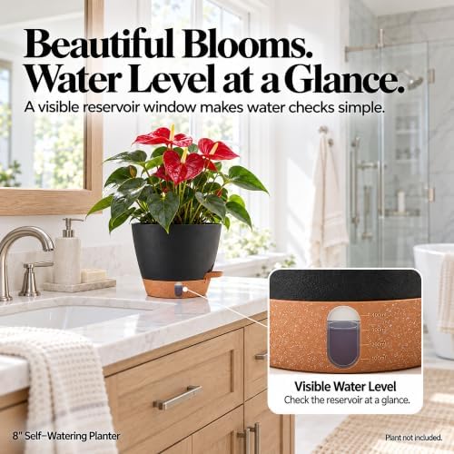 2 Pack 8 Inch Pots for Plants Indoor, Plastic Self Watering Planters - Image 4