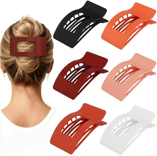 French Flat Hair Clips for Women 6pcs Hair Claw Clips for Thick or Thin Hair Matte Claw Clips for Girls Barrettes Non-Slip Strong Hold Hair Accessories for Women (Orange) by Artchita