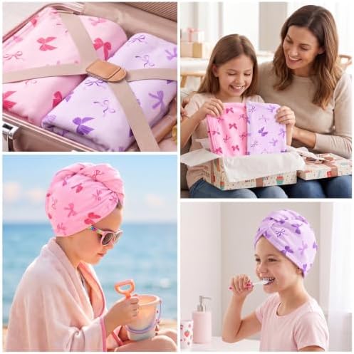 Kids Microfiber Hair Towel Wrap 2Pack Absorbent Hair Drying Turban for Girl - Image 5