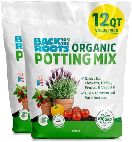 Back to the Roots 100% Organic Potting Mix (Value 12 Quart) | Premium Blend | Made in the USA by BacktotheRoots