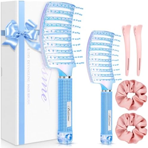 Hair Brush, Large & Mini Curved Vented Detangler Brushes for Women Girls by Bsisme