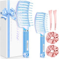 Hair Brush, Large & Mini Curved Vented Detangler Brushes for Women Girls by Bsisme