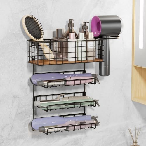 3-Tier Wall Mounted Hair Tool Organizer, Matte Black by ART-GIFTREE
