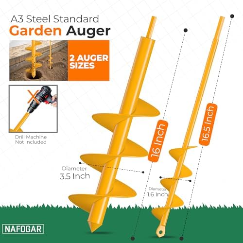 Garden Auger Drill Bit for Planting, Pack of 2 - 1.6" x 16" & 3.5" x 16" - Image 2
