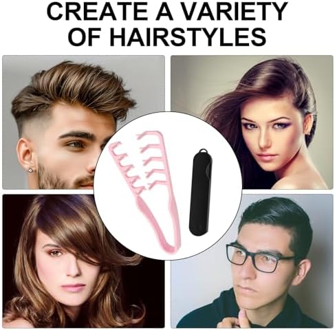 2 Pack Texture Styling Comb, Wide Tooth Volumizing, ABS, Black Pink - Image 6